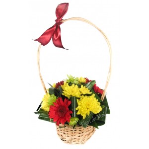 Cos din crizanteme si gerbera