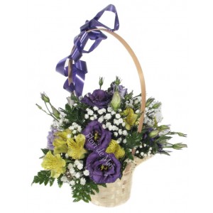 Cos cu eustoma si alstroemerii
