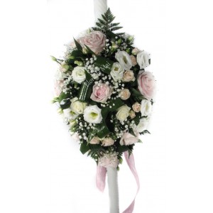 Lumanari nunta din trandafiri, eustome, minirose