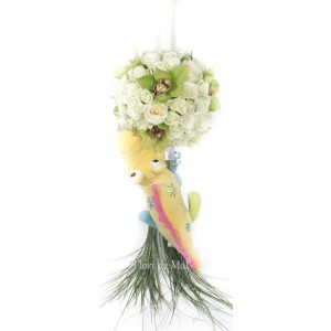 Lumanare de botez orhidee verde si minirose