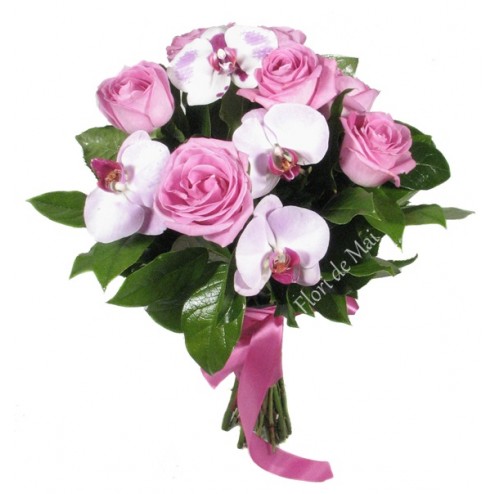Buchet trandafiri si orhidee