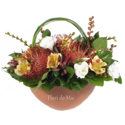 Cosulet cu leucospermum, alstroemerie