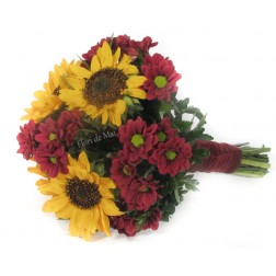 Buchet din floarea soarelui si crizanteme