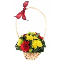 Cos din crizanteme si gerbera