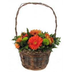 Cos cu gerbera si crizanteme
