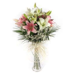 Buchet crin alb si roz