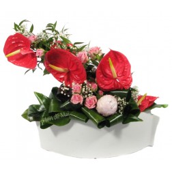 Aranjament cu anthurium, minirose