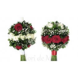 Lumanari de nunta din trandafiri, gypsophila