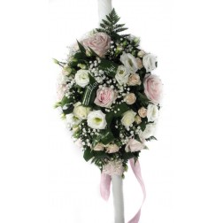 Lumanari nunta din trandafiri, eustome, minirose