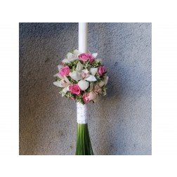 Lumânare Nunta cu cymbidium,trandafir si verdeață Decorativa